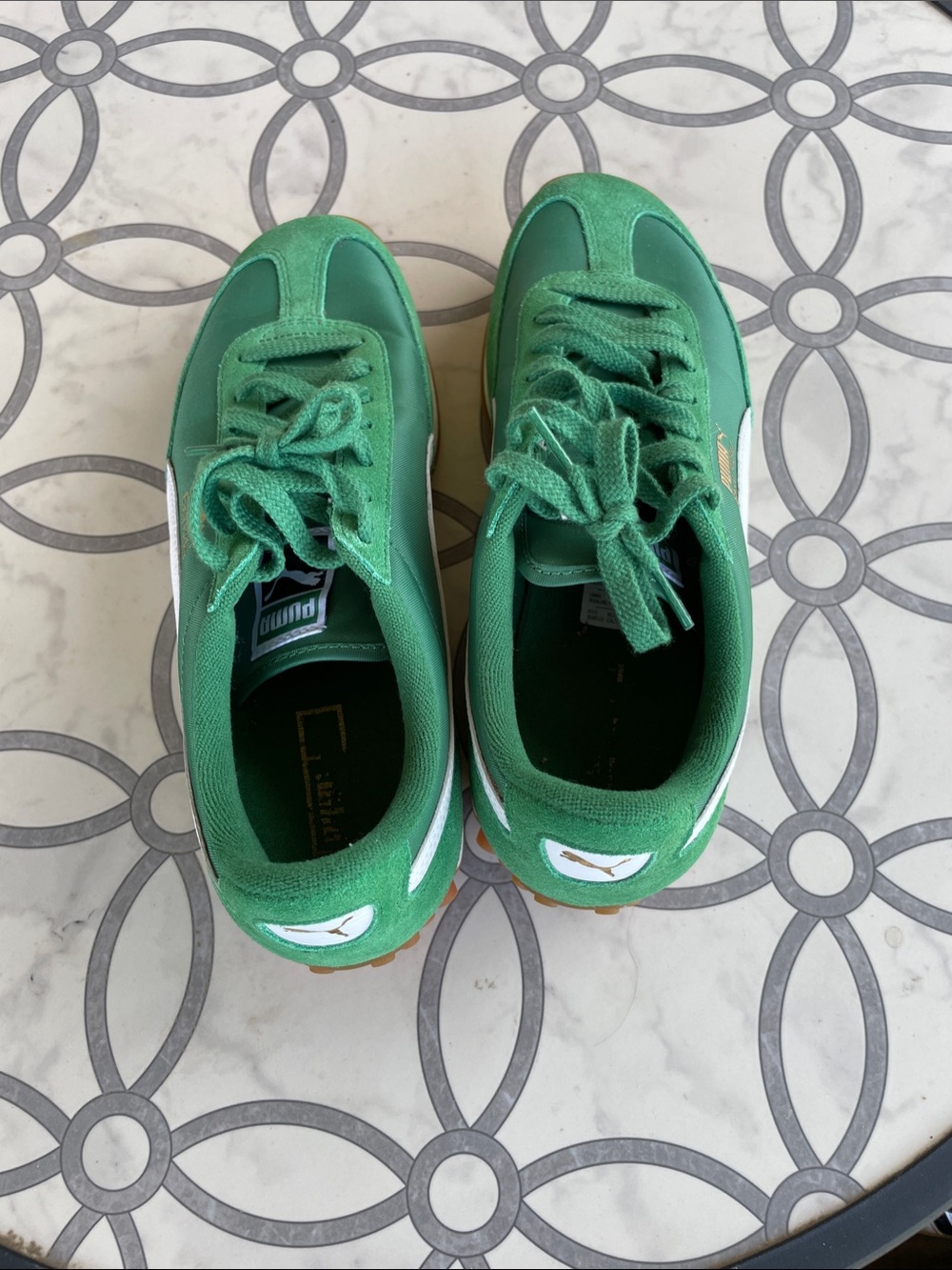 Puma Green Lace-Up Athletic Sneakers with White Accents